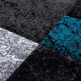thumbnail of Carpetsale24 Teppich Läufer 80x300 cm – Kurzflor Konturenschnitt in Schwarz Grau Blau – Kariertes Design, für Flur, Küche, Wohnzimmer