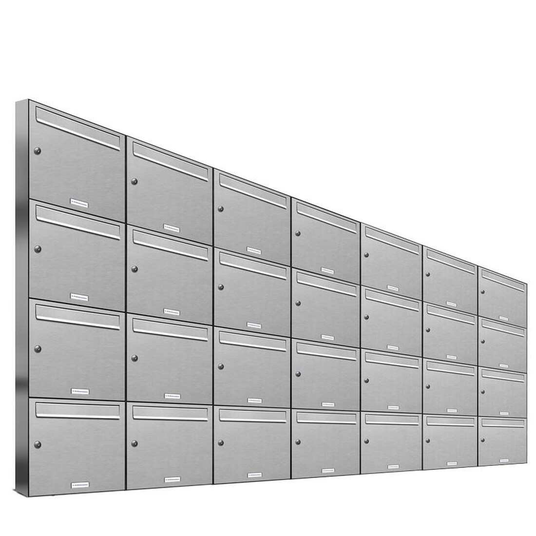 AL Briefkastensysteme 28 Fächer Premium Edelstahl Wand Briefkasten Anlage für Post A4, modern, robust und wetterfest, Artikelnummer: 331V28EA7