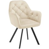 thumbnail of tectake Fauteuil pivotant 180° en velours rembourré motif matelassé crème - 405337