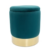 thumbnail of Samthocker Ø 31 H 38 cm Velour Hocker mit Stauraum u. Deckel - Deko Hocker Samt Pouf : smaragd