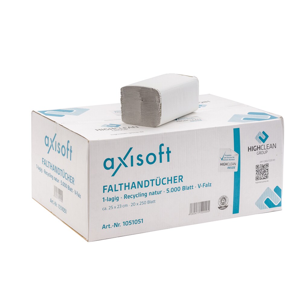 axisoft Handtuch ZZ Falz 1-lagig naturweiß blauer Engel