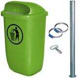 thumbnail of 50 Liter Abfallbehälter grün im Komplettset mit verzinktem Rohrpfosten