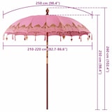 thumbnail of vidaXL Balinese Parasol Roze (210-220) x 260 cm Katoen en massief hout