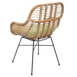 thumbnail of 6er-Set Esszimmerstuhl HWC-P17, Küchenstuhl Korbstuhl Rattansessel Rattanstuhl Stuhl, Kubu Rattan Metall ~ Polster grün