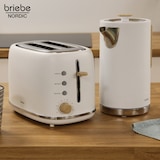 thumbnail of Briebe Nordic Conjunto de Torradeira de Pão com Fenda Larga, 2 Fatias + Chaleira Elétrica 1,7L sem Fio, sem BPA, SKT1167WHT, Branco, 2200W