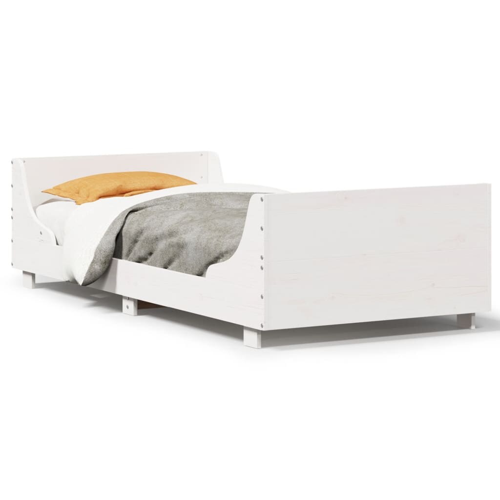 vidaXL Massivholzbett ohne Matratze Weiß 75 x 190 cm Kiefernholz