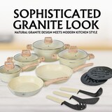 thumbnail of Batterie de cuisine 15 pièces avec revêtement en granit et manche en Bois Noir  beige HGWDBEJ15-BEI usage non-intensif Herzberg