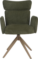 thumbnail of 2er-Set Esszimmerstuhl HWC-N11, Stuhl, drehbar Auto-Return Stoff Bouclé 350g/m² Öko-Tex ~ grün, Beine Holz-Optik