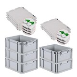 thumbnail of PROREGAL SuperSparSet 5x Eurobox NextGen Economy mit Scharnierdeckel & grünen Verschlüssen, Griffe zu, HxBxT 17x30x40cm, 16L, Eurobehälter, Box