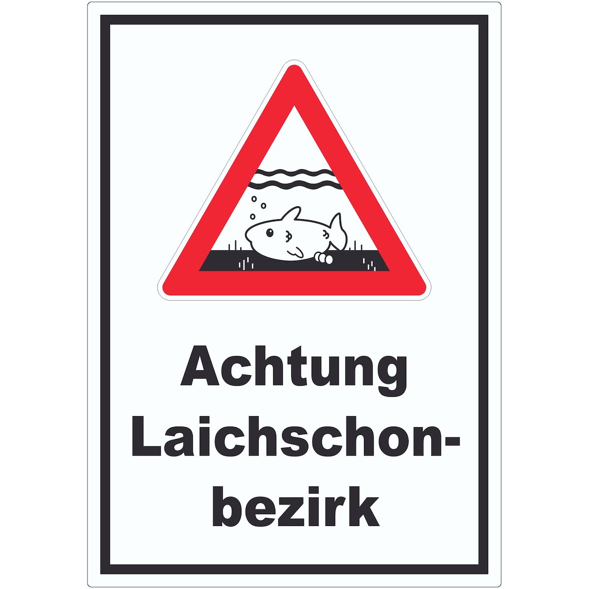 Achtung Laichschonbezirk Aufkleber A9 (37x52mm)