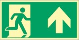 thumbnail of Schild Notausgang rechts Pfeil oben, ISO 7010, Kunststoff, nachl., 160-mcd, 297x148 mm