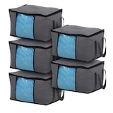 thumbnail of SVITA Set van 5 opbergtassen L opvouwbare commode raamhendels ritssluiting stof donkergrijs