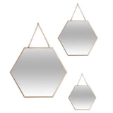 thumbnail of Set 3 espejos dorados hexagonal