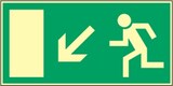 thumbnail of Schild Rettungsweg links abwärts, BGV A8 (E13), Kunststoff, nachl., 160-mcd, 400x200 mm