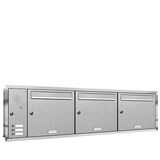 thumbnail of AL Briefkastensysteme 3 Fächer Premium Edelstahl Unterputz Briefkasten Anlage mit Klingeln, Post A4, robust, wetterfest, Artikelnummer: 331T3U3KSL