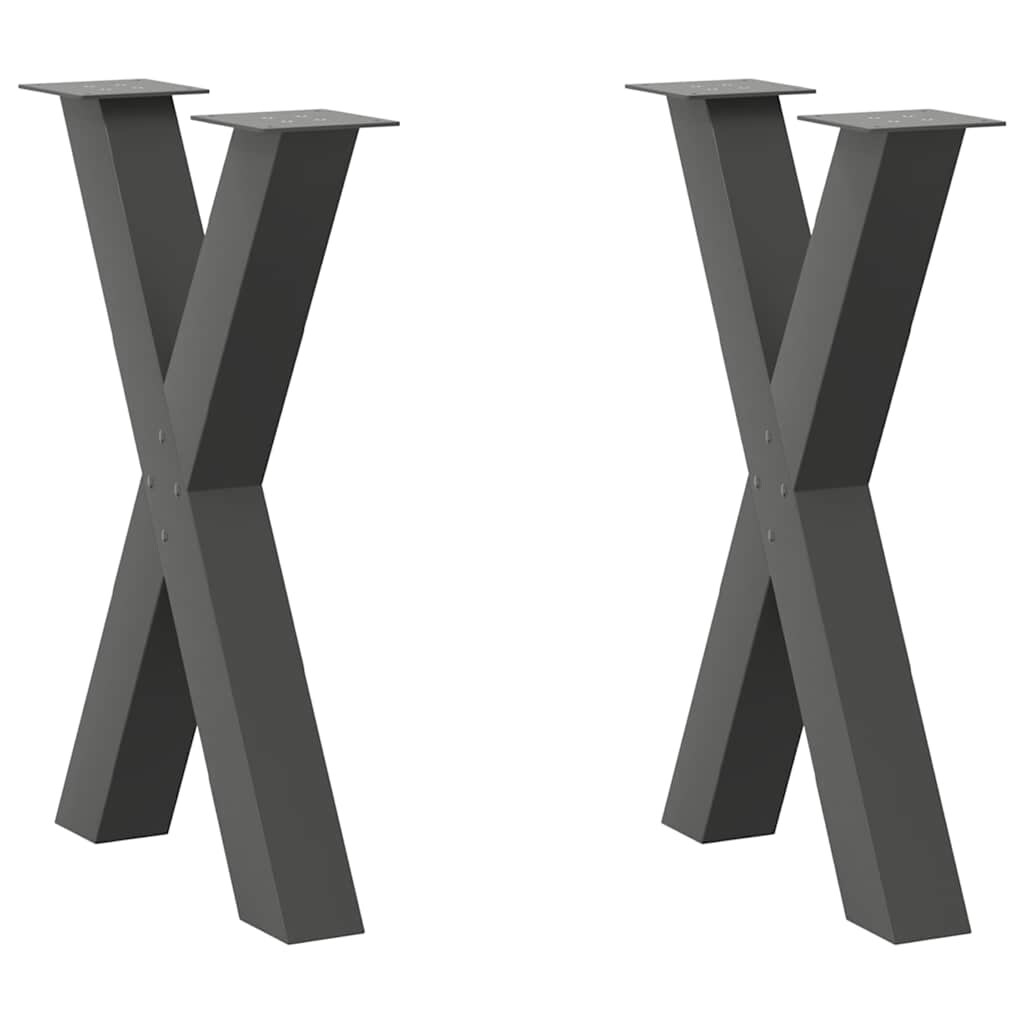 Helloshop26 - Juego de 2 patas para mesa de comedor en forma de X 50 x 72 cm con niveladores ajustables estilo moderno acero 02_0057242