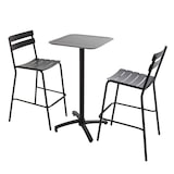 thumbnail of Ensemble table haute de terrasse et 2 chaises en aluminium noir