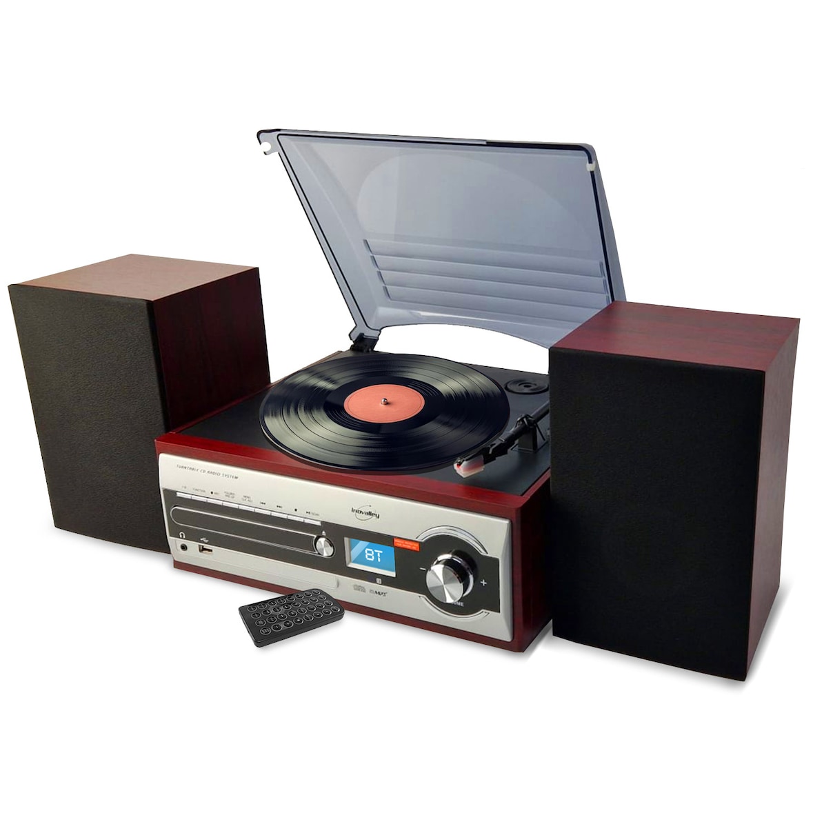 Chaîne Hifi Inovalley CH14E tourne disque vinyle 80W, Cd, Bluetooth, FM et USB + télécommande