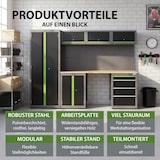 thumbnail of Werkstattwand 13-tlg. modulares Werkstattschranksystem aus Stahl mit massiver Holzarbeitsplatte grün