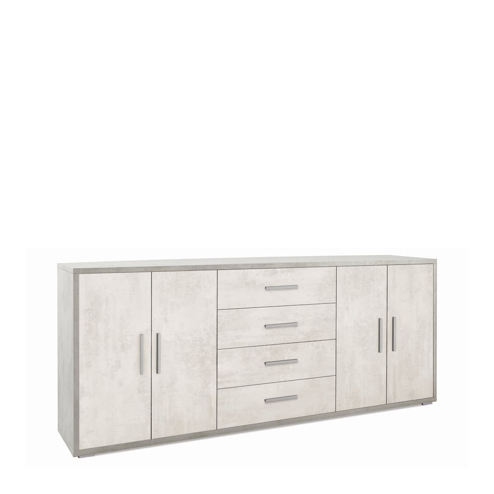 SARMOG MOBILE 4 ANTE 4 CASSETTI KIT L203 P41 H84 in truciolare nobilitato color cemento e ossido bianco