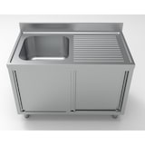 thumbnail of Combisteel Spülschrank mit 2 Türen und 1 Becken links aus Edelstahl 1200x700x850mm