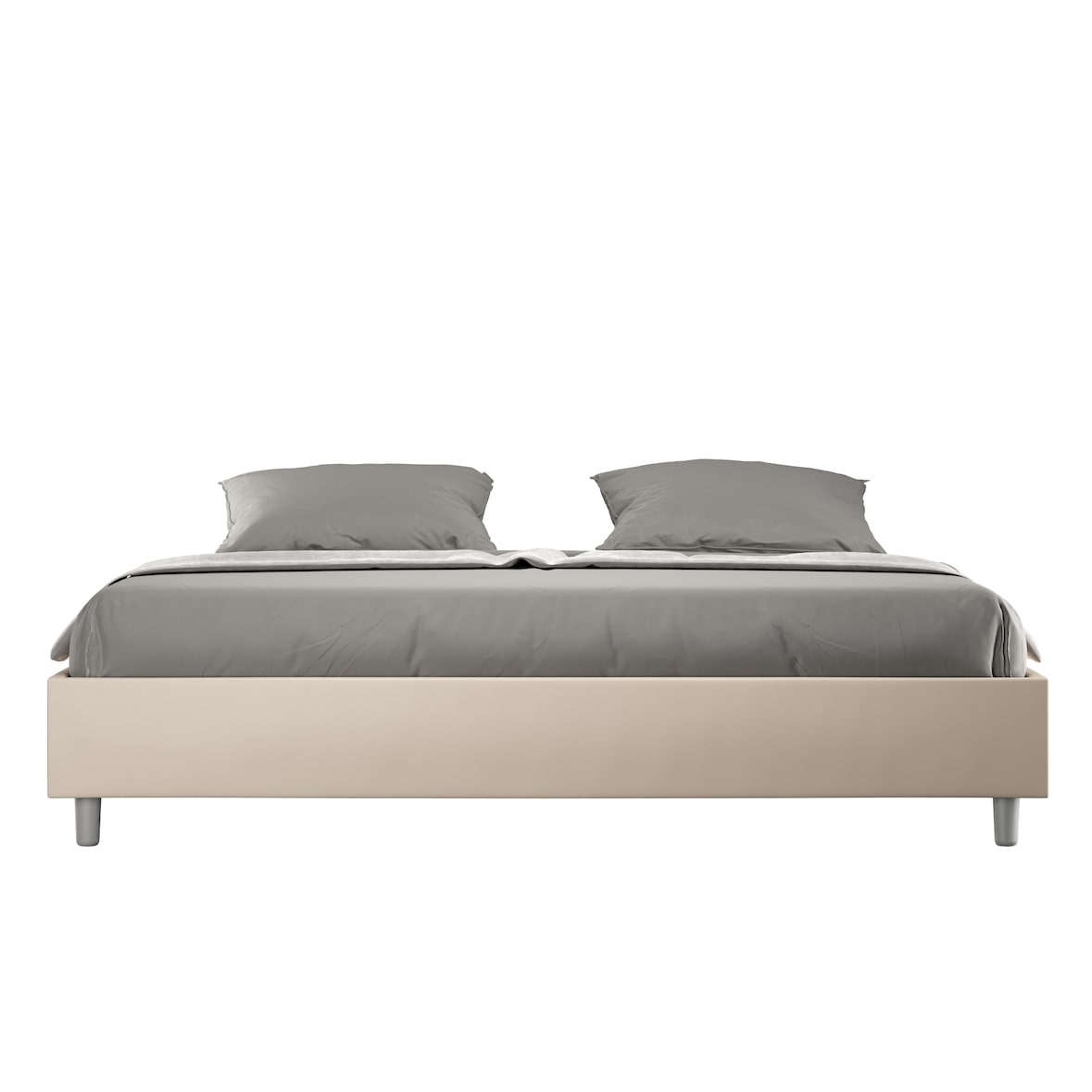 Letto Sommier con rete imbottito 180x210 similpelle tortora Azelia