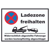 thumbnail of Parken verboten Ladezone freihalten Schild A6 (105x148mm)