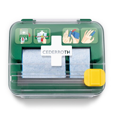 6 `Cederroth` Soft Foam Bandage Spender 2-in-1 12,3 cm x 13,8 cm x 14,2 cm grün