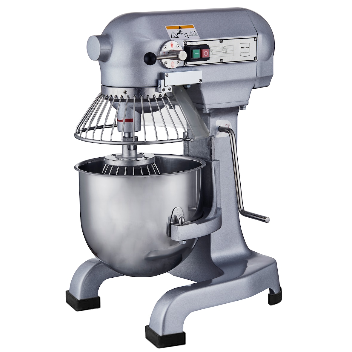 METRO PROFESSIONAL Batteur-mélangeur planétaire GPM1010, fonte d'aluminium / acier inoxydable, 46 x 39 x 61 cm, 10 L, 3 vitesses, 550W-230V, argenté