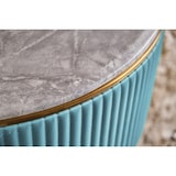 thumbnail of KAWOLA Couchtisch MARIA Marmorplatte Kunstleder hellblau
