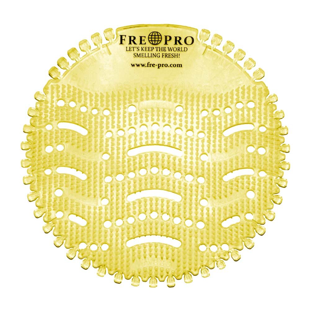 Fre Pro Urinalsieb Urinaleinsatz (2 Stück) Duft und Kalender Citrus gelb Pissoireinsatz Ø 18 cm
