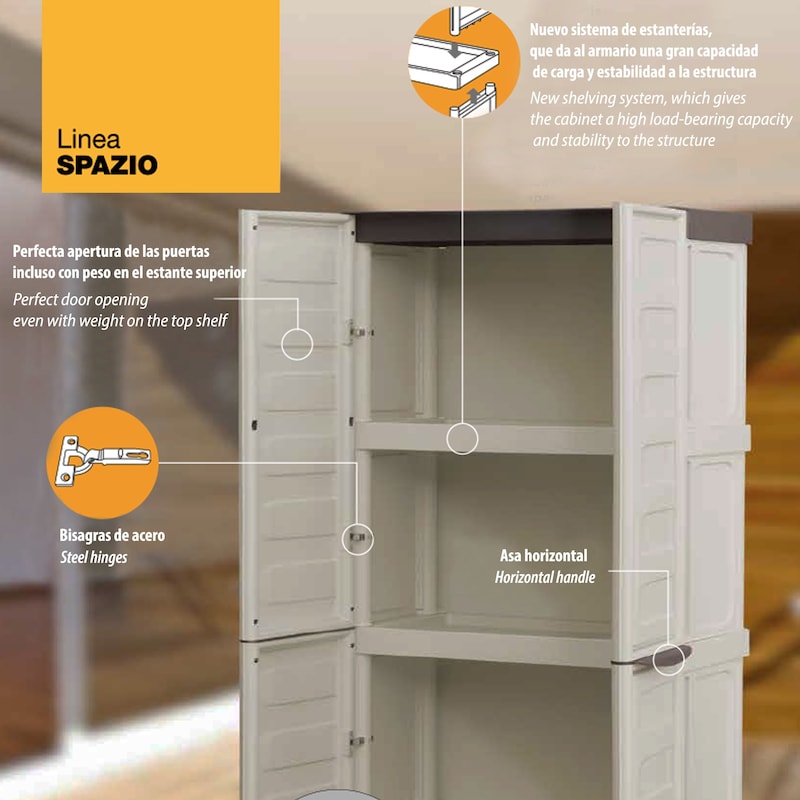 ArtPlast - Armario Porta Escobas 70x39x165 cm en color Taupe