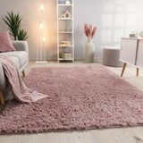 thumbnail of Hochflor Teppich Shaggy waschbar Unifarben Schlafzimmer schmutzabweisend Rosa Rechteckig 160x220 | 100% Polyester | Florhöhe: 33 mm | pflegeleicht
