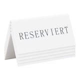thumbnail of Securit® Set mit 5 Tischaufstellern Reservierung "Reserviert" (Deutsch) – Weißes Acryl mit schwarzen Buchstaben