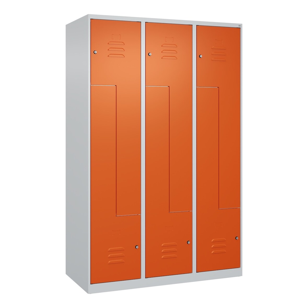 C+P Z-Spind Classic PLUS bodenstehend, 6 Abteile, HxBxT 185x120x50cm, Zylinderschloss, Hellgrau/Reinorange von PROREGAL