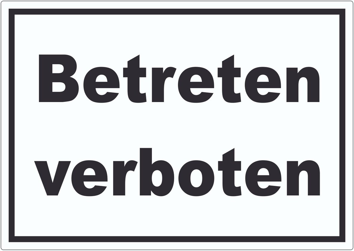 Betreten verboten Schild schwarz-weiß A6 Rückseite selbstklebend