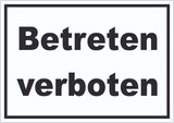 thumbnail of Betreten verboten Schild schwarz-weiß A6 Rückseite selbstklebend