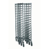 thumbnail of Tournus Z-Regalwagen GN 1/1 20 Ebenen  Ineinander verschiebbar  Abm: 655x455x1785mm  4 Lenkrollen aus Polyamid (rostfrei) Durchm  125mm, 2 mit Bremse