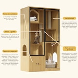 thumbnail of Katzenvilla Set 90x50x160 Katze Spielhaus Kratzbaum Kratzmöbel mit Katzentoilettenschrank 100x45x66 MDF Katzenmöbel Ahornholz für mehrere Katzen