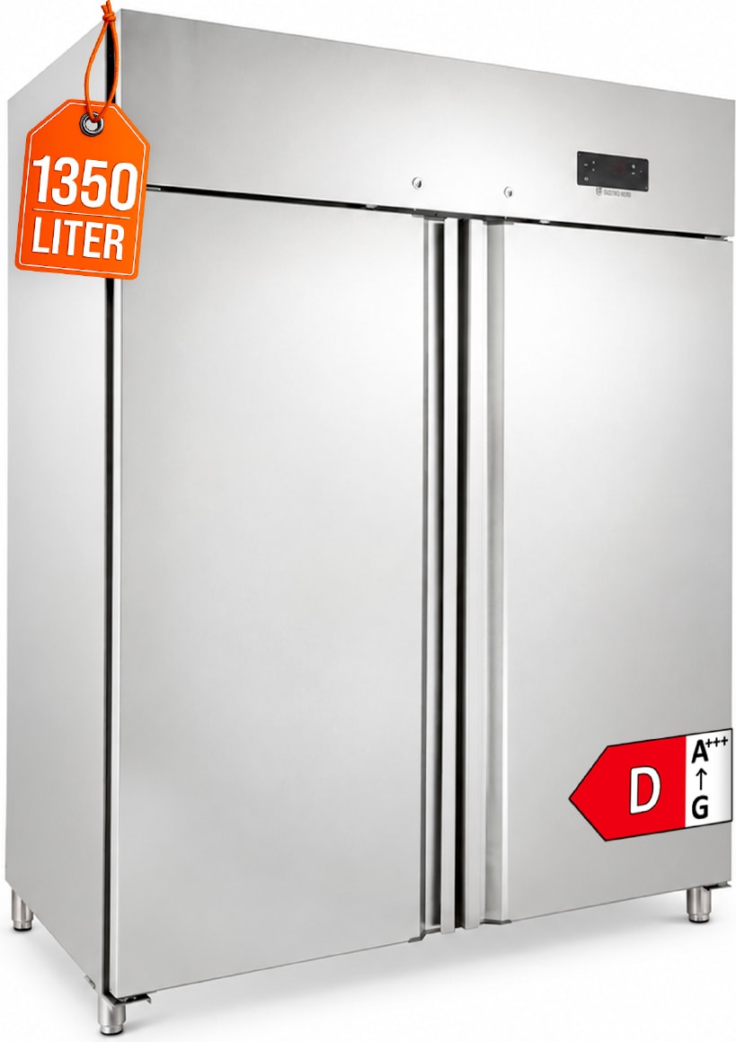 GastroHero Kühlschrank GNH1410TNM | 1350 Liter | GN 2/1 | Edelstahl | Energiesparend | LED Innenbeleuchtung | für Gastronomie und Großküche