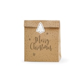 thumbnail of 3 Geschenktüten 11x25x27cm Merry Christmas Bodenbeutel zum Befüllen Papiertüten Weihnachten Geschenkverpackung Mitgebsel Tüten Natur Braun