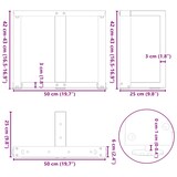 thumbnail of vidaXL Couchtischbeine T-Form 2 Stk. Weiß 50x25x(42-43) cm Stahl