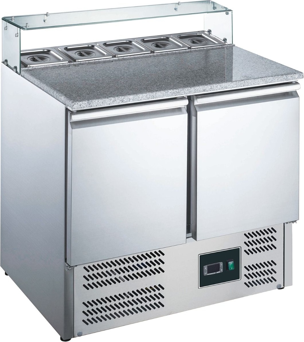 ZORRO Pizzatisch ZPS 900 G - 2 Türen / Glasaufsatz