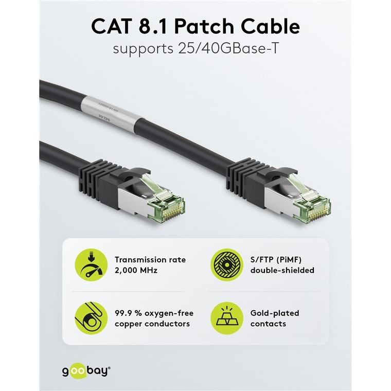 Goobay Netzwerkkabel 66723 CAT8.1 3m schwarz