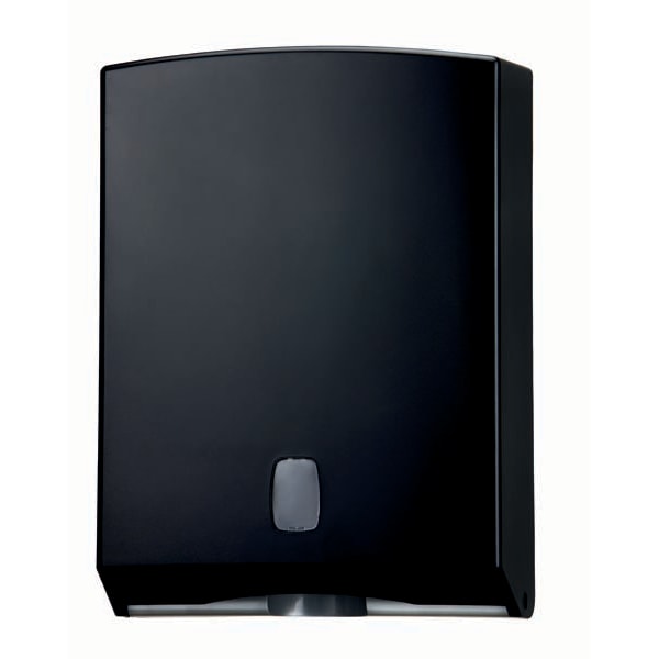 Medial international distributore di carta asciugamani in abs verniciato 250x92x340 mm di colore nero-grigio.