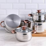 thumbnail of San Ignacio - Batería de cocina de 8 piezas apta para inducción Altea, acero inoxidable + set de 4 cuchillos de cocina