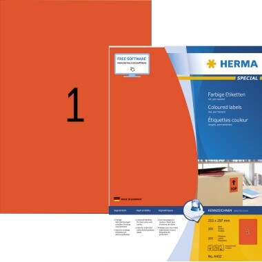 HERMA Etikett SPECIAL 4402 210x297mm rot 100 St./Pack.