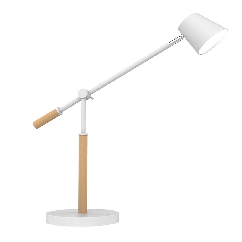 Lampe de bureau Vicky, à LED, coloris blanc/hêtre
