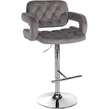 thumbnail of Banco de bar em veludo Dublin cinza/metal cromado