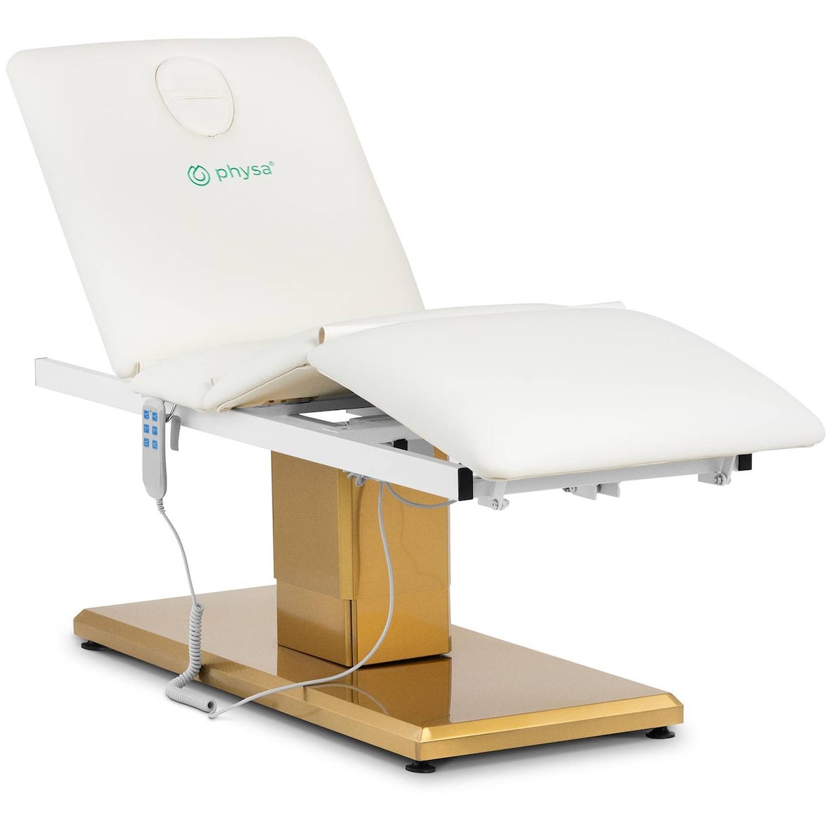 physa Elektrische Kosmetikliege - 3 Motoren - 300 W - 190 x 65 x 60 - 73 cm - 150 kg - weiß/golden